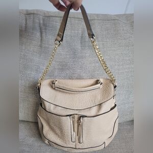 French Connection Cream and Gold Chain Bag
